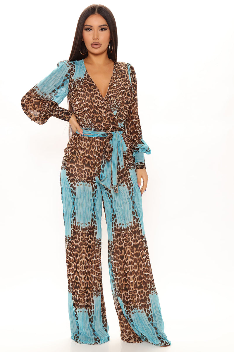 Kacey Long Sleeve Jumpsuit - Aqua/Combo | Fashion Nova, Jumpsuits ...