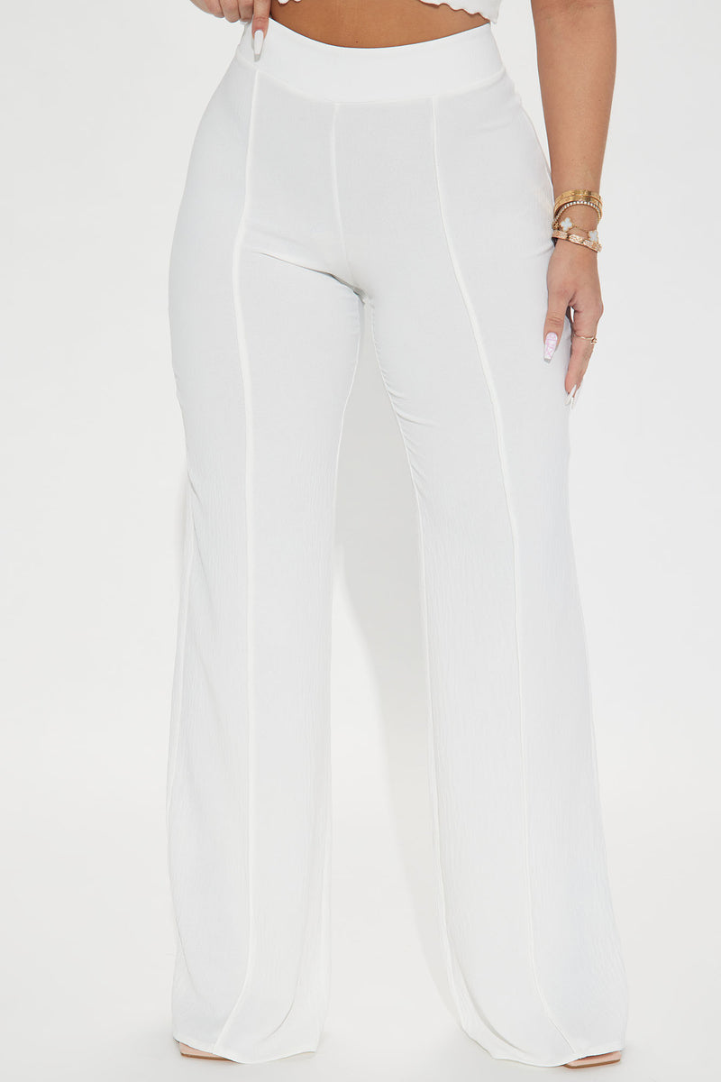 Victoria High Waisted Textured Dress Pants - White | Fashion Nova ...
