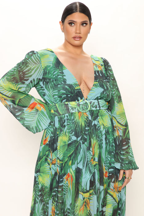 Womens Wild In The Jungle Printed Maxi Dress in Green Size XS by Fashion  Nova