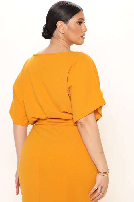 Moments Like This Ruffle Dress - Mustard, Fashion Nova, Dresses