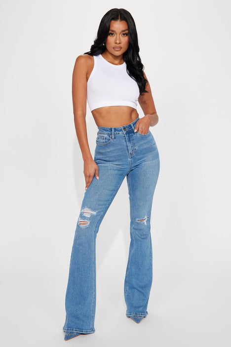 Trendy Flare High Rise Jeans For Women And Girls Streetwear