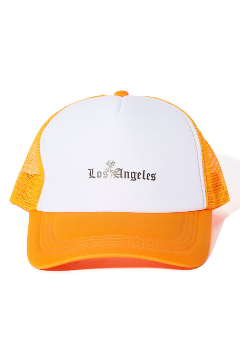 LA Trucker Hat with Yellow Roses