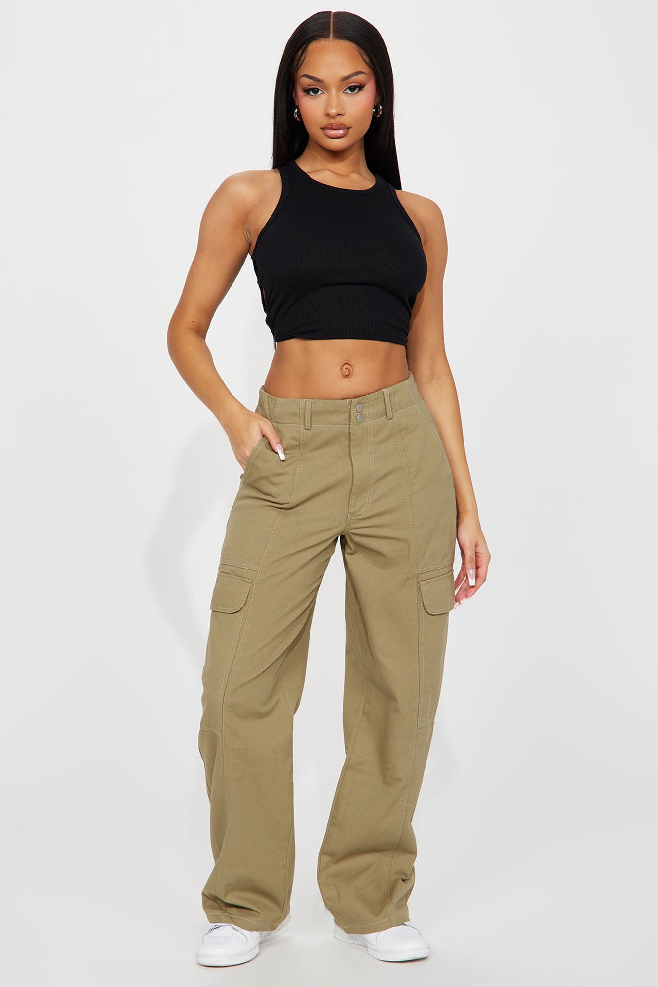 Harlow Cargo Parachute Pant - Olive, Fashion Nova, Pants