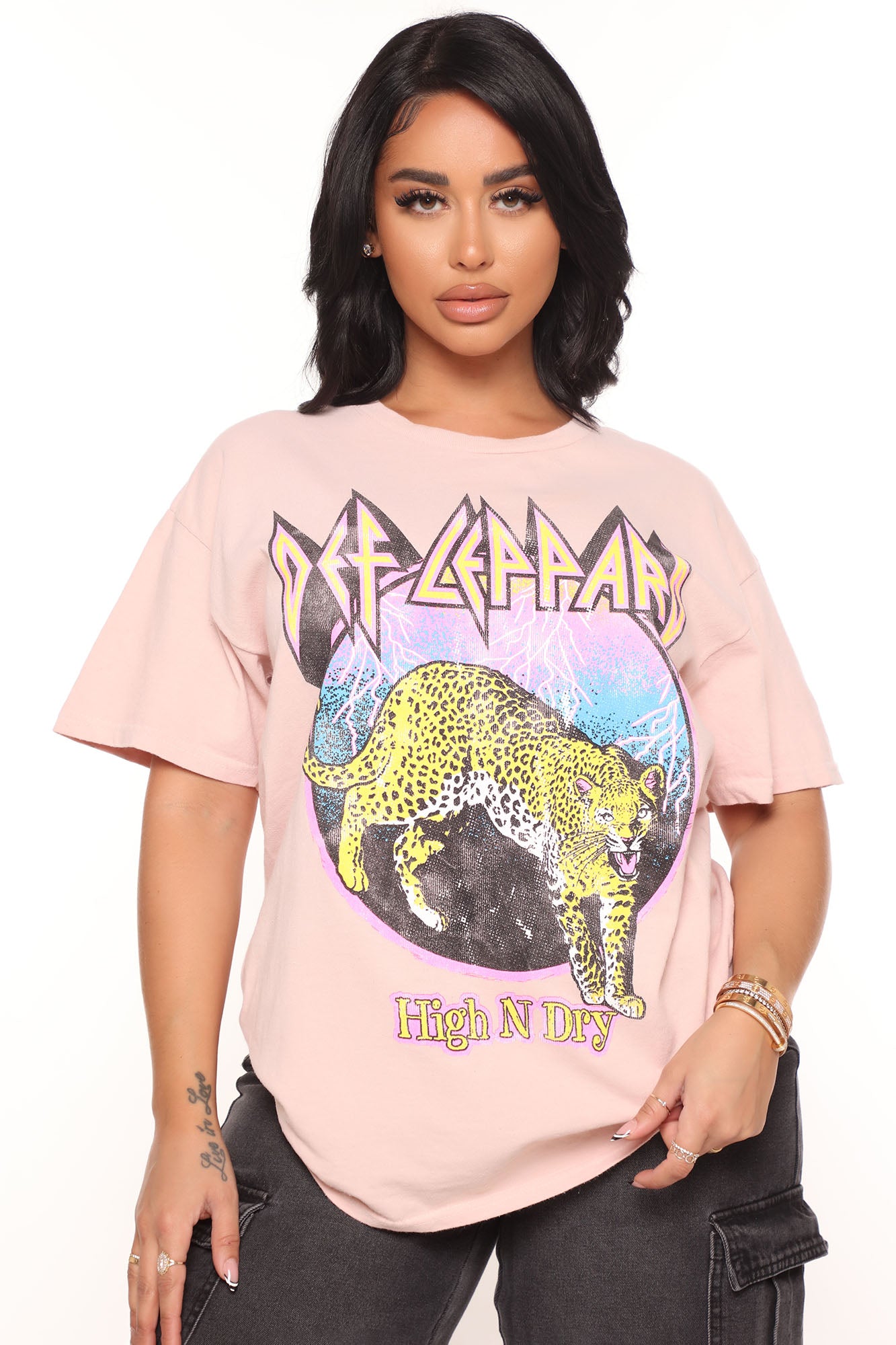 Def Leppard Distressed Oversized Washed Top - Hot Pink, Fashion Nova,  Screens Tops and Bottoms