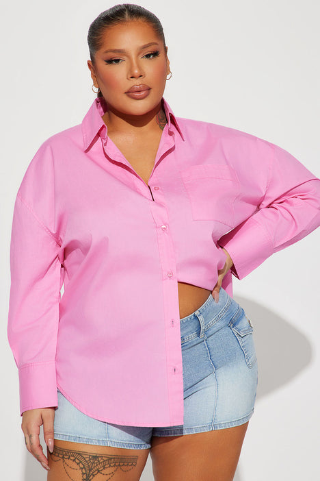 Torrid hot pink babydoll poplin button front shirt women's plus size 3X -  $32 - From Iriana