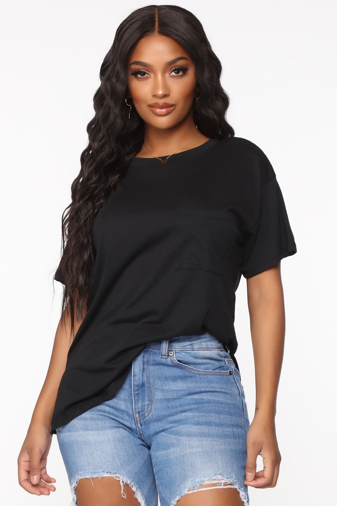 Laid Back Chillin' Pocket Tee - Black | Fashion Nova, Basic Tops