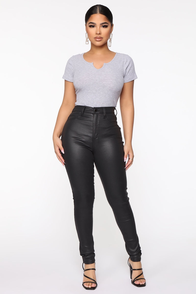 Never Been Better Coated Denim Skinny Jeans - Black | Fashion Nova ...