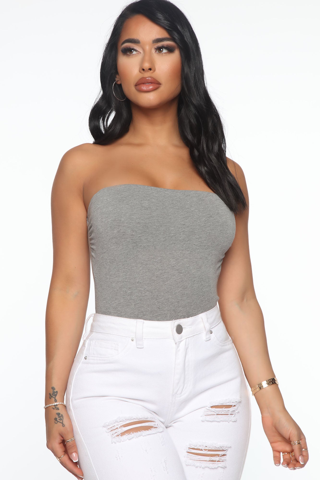 DESTINED Womens Heather Gray Tube Top