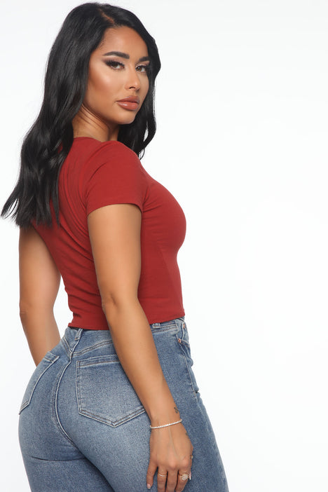 Carly V Neck Crop Tee - White, Fashion Nova, Basic Tops & Bodysuits