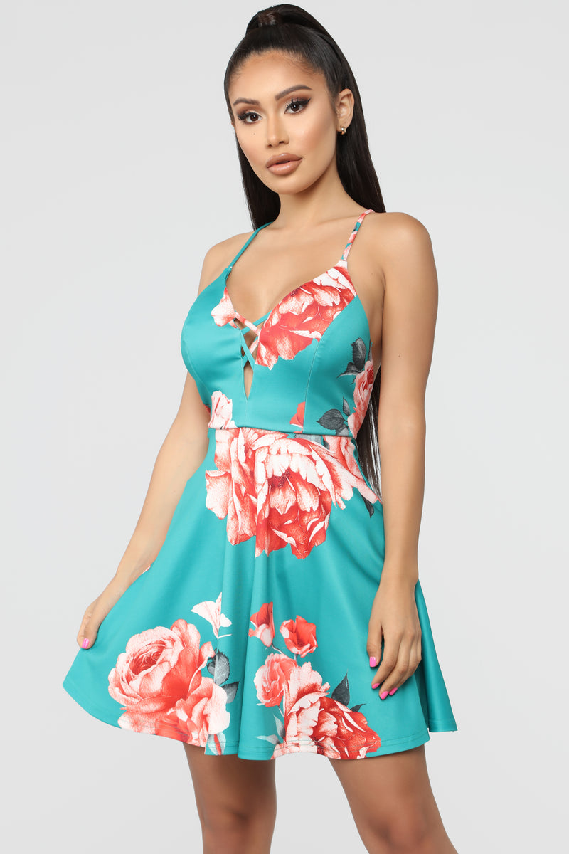 Blooming Big Flare Mini Dress - Jade/Combo | Fashion Nova, Dresses ...