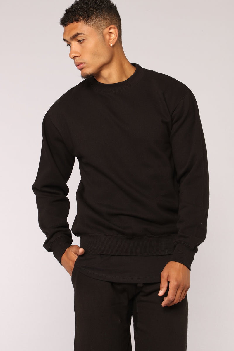 Kurt Crew Sweatshirt - Black | Fashion Nova, Mens Fleece Tops | Fashion ...