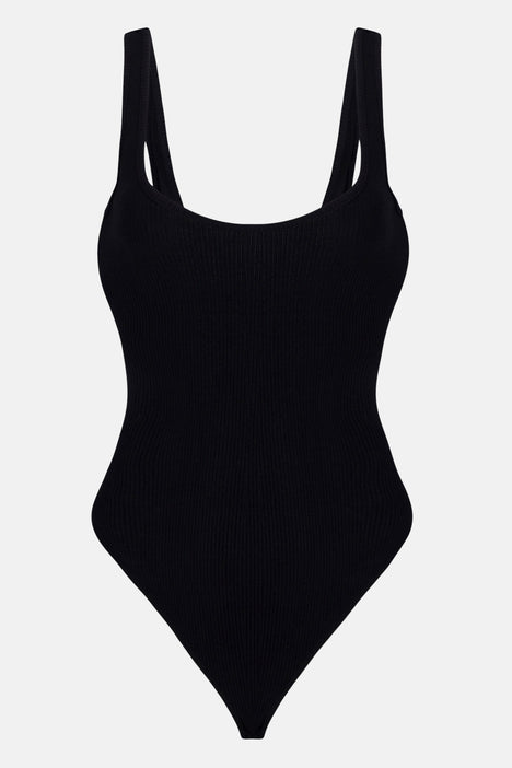 Sonya Low Back Snatched Bodysuit - Black