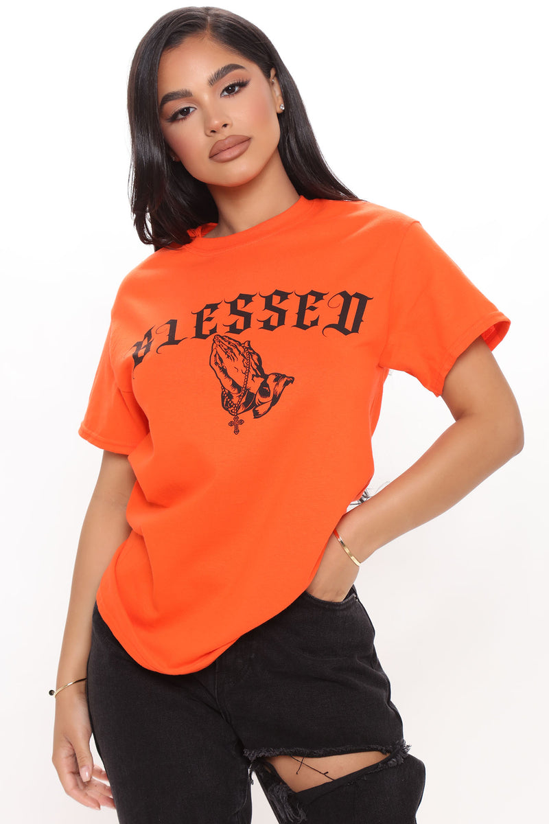 Blessed With The Best Short Sleeve Top Orange Fashion Nova Screens Tops And Bottoms 