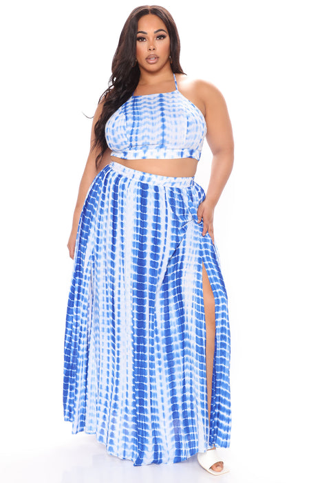 In A Ruche Skirt Set - Blue