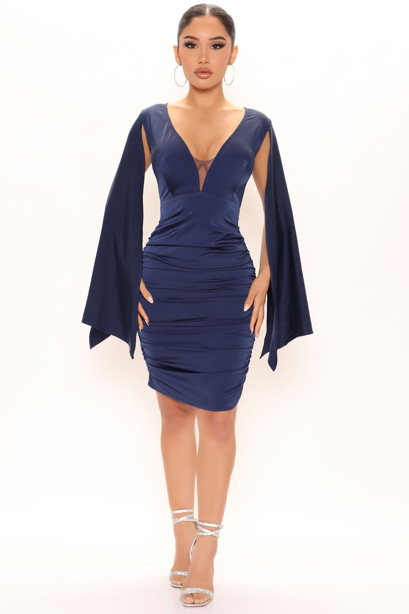 Dramatic Evening Satin Mini Dress - Navy | Fashion Nova, Dresses ...