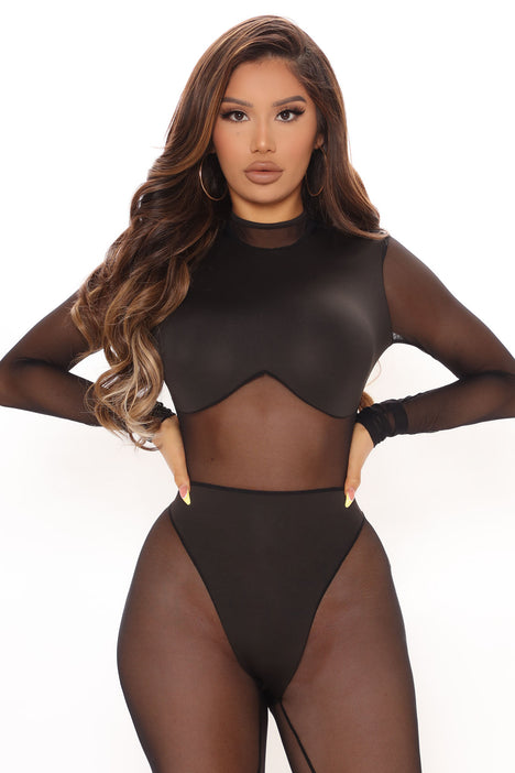 💝 Women's Sheer Bodysuits Sexy One Piece Lingerie See Through Mesh  Jumpsuit