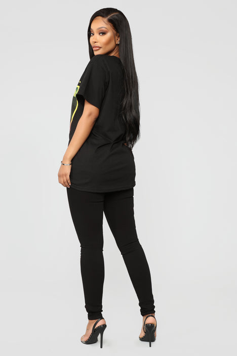 Aaliyah Short Sleeve Tunic Top - Black