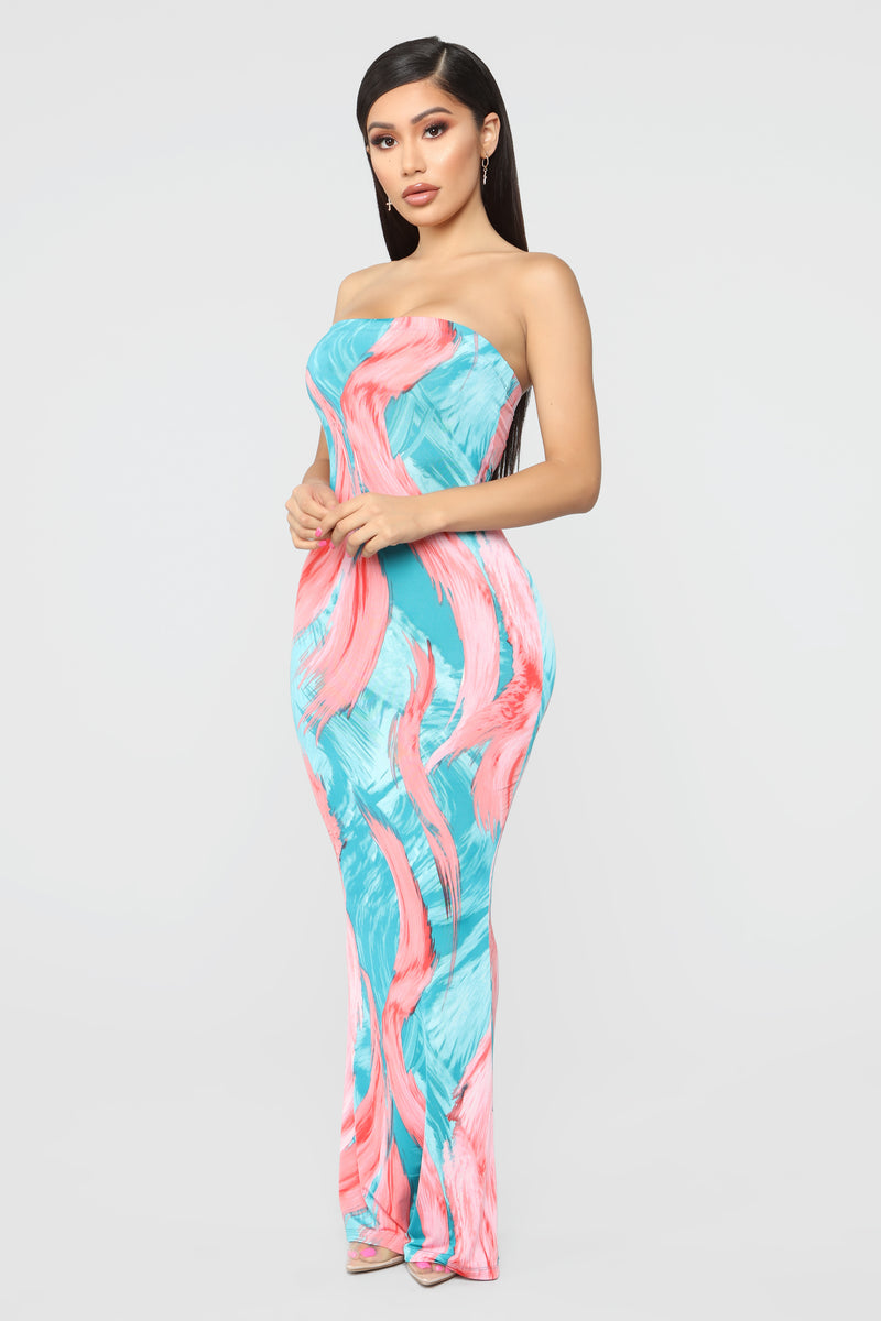 Modern Art Tube Maxi Dress - Jade/Coral | Fashion Nova, Dresses ...