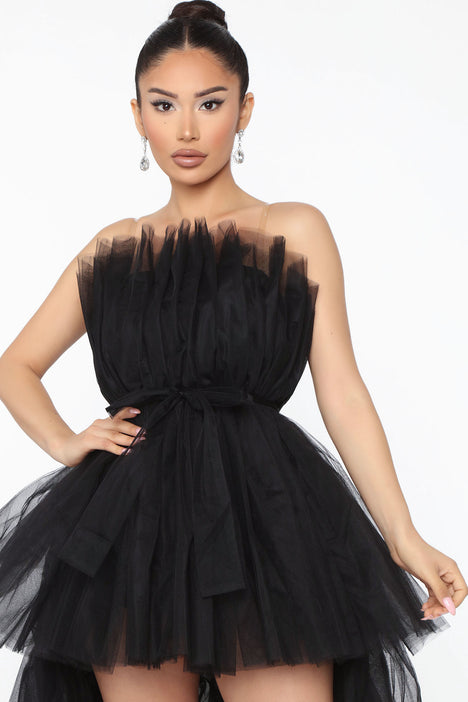 Exclusive After Party Tulle Maxi Dress - Black