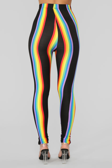 I made these black rainbow sparkle high-waisted leggings last