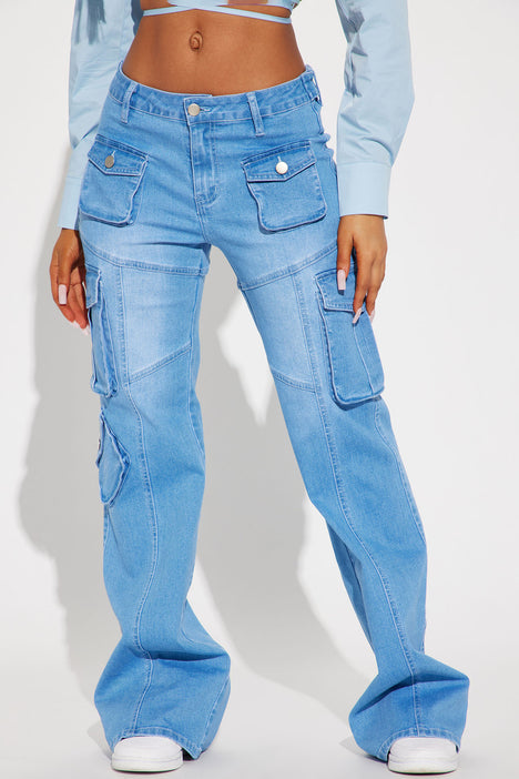 Back In The Day Cargo Jeans - Light Wash
