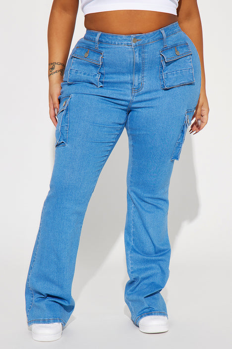 Late Nights Mid Rise Fashion Nova Flare | | Blue Wash - Nova, Fashion Medium Jeans Cargo Jeans