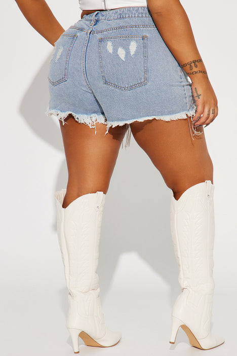 Came Through Dripping Rhinestone Denim Short - Light Blue Wash, Fashion  Nova, Jean Shorts