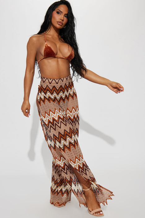 Clarissa Wide Leg Cover Up Pants - Brown