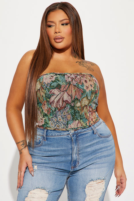 Floral corset top in multicoloured - KNWLS