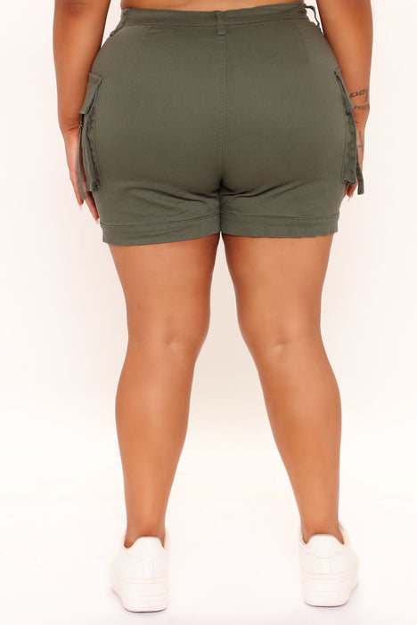Women's Gone Fishing Shorts in Olive Green Size XL by Fashion Nova | Fashion Nova