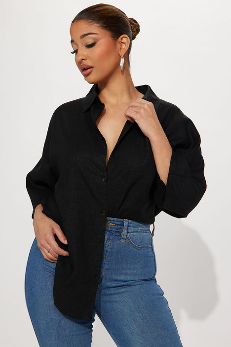 Levelle Linen Shirt - Black | Fashion Nova, Shirts & Blouses