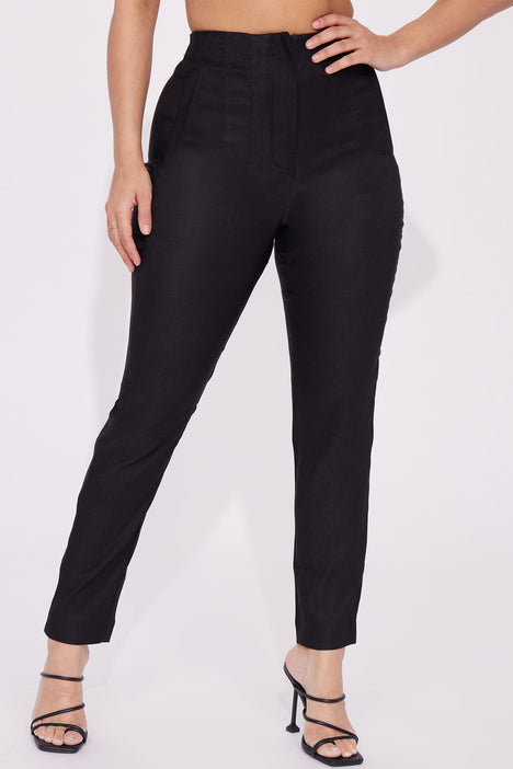 Work It Pinstripe Trouser Pant - Black