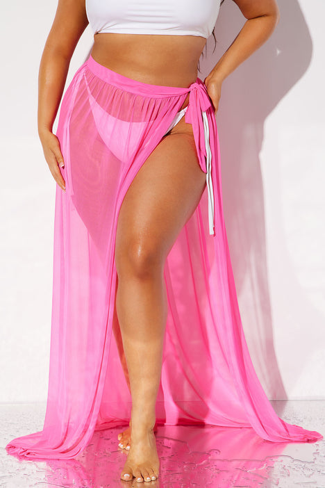 Maui Metallic Swim Skirt Bikini Bottom - Pink, Fashion Nova, Swimwear