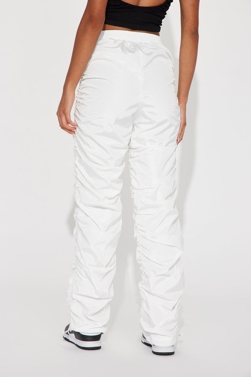Vain Ruched Stacked Parachute Pant - White | Fashion Nova, Pants ...