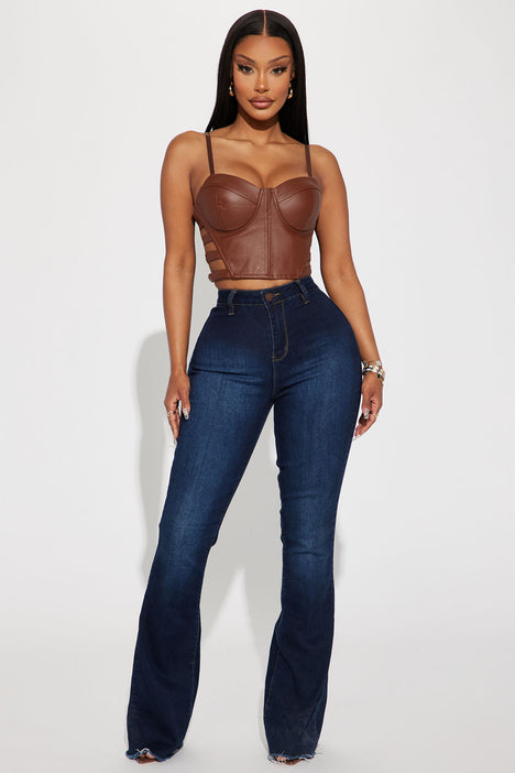 Pansy Satin Corset Top - Brown/combo, Fashion Nova, Shirts & Blouses