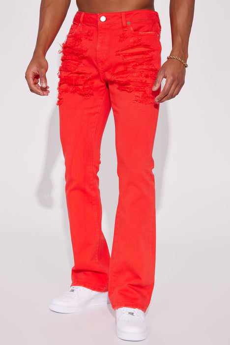 Distressed Fray Hem Skinny Jeans - Red, Fashion Nova, Mens Jeans