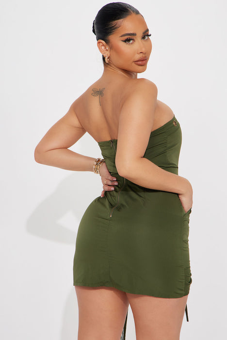 Nyla Nylon Mini Dress - Green