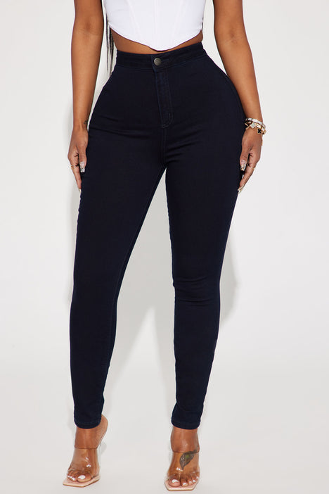 Super High Waist Denim Skinnies - Black  High waisted denim, High waisted  jeans outfit, Cute outfits