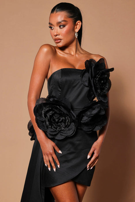 ASOS DESIGN Luxe super drape mini dress in black satin