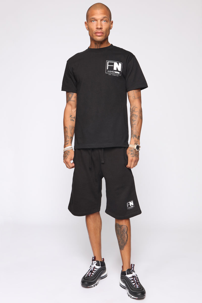FN Logo Sweat Shorts - Black | Fashion Nova, Mens Shorts | Fashion Nova