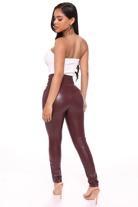 All For You Faux Leather Legging - Chocolate, Fashion Nova, Leggings