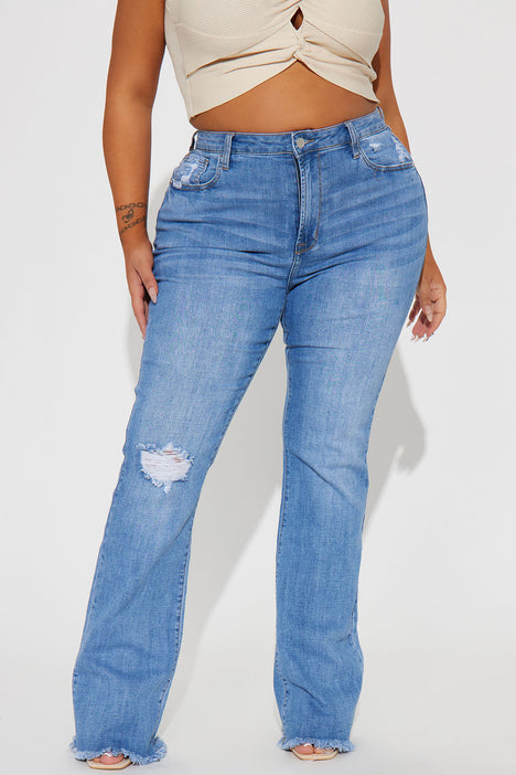 EVANS Plus Size Curve Fit Blue Mid Wash Bootcut Jeans
