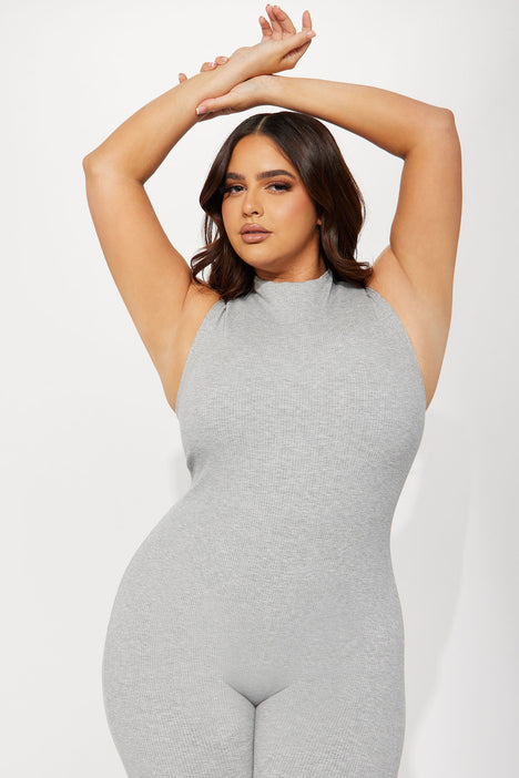 Sabrina Snatched Jumpsuit - Heather Grey