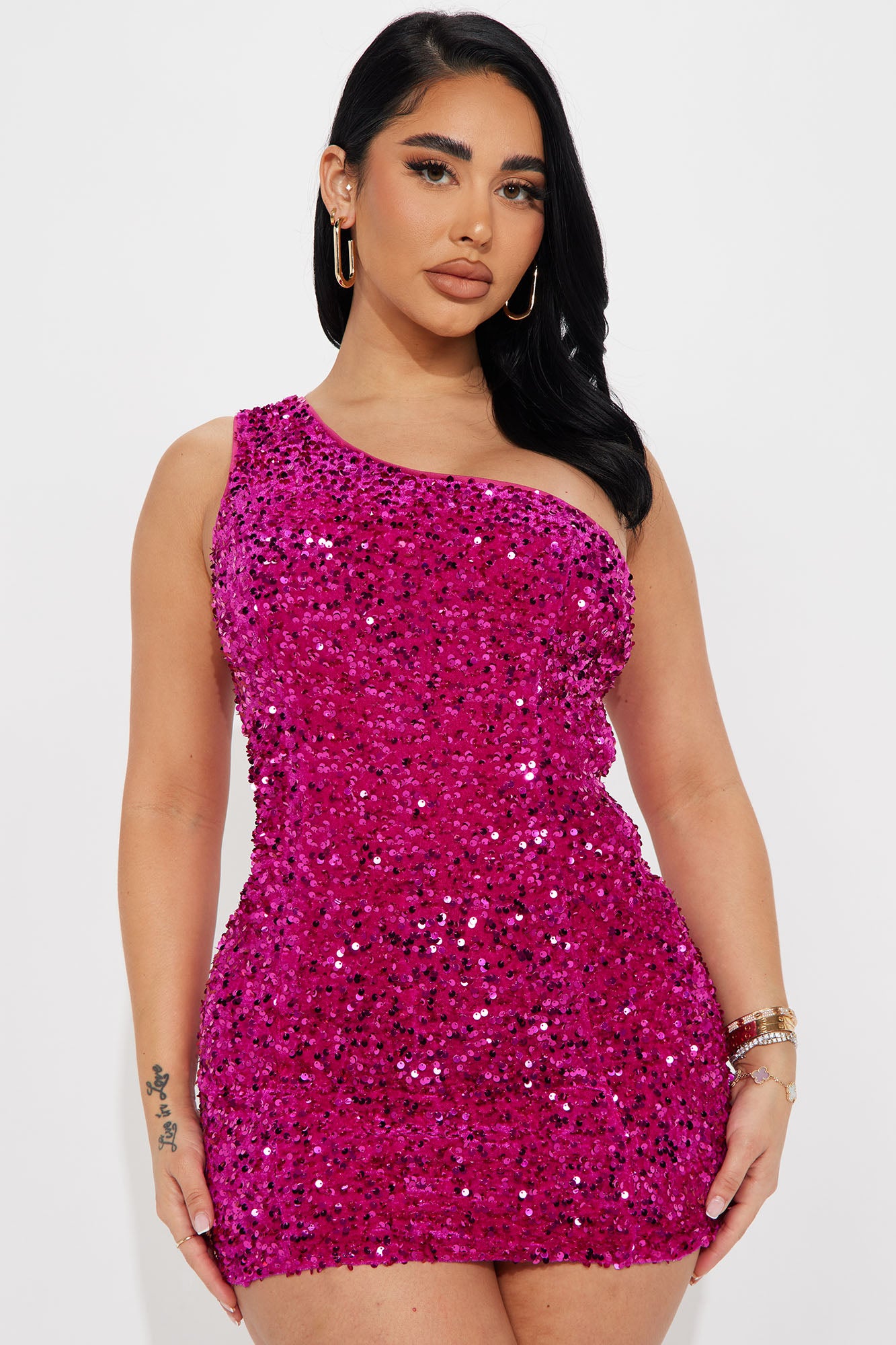 Zakira Sequin Mini Dress - Hot Pink