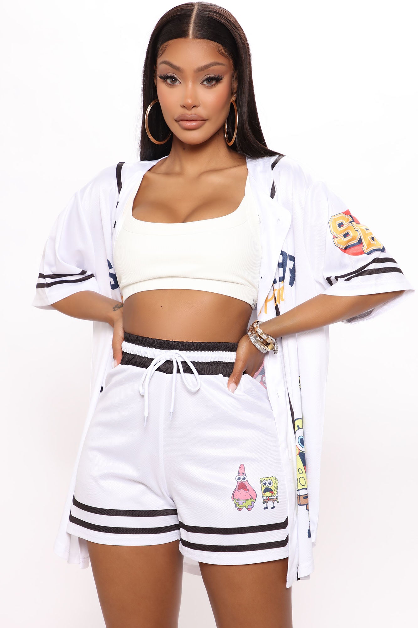 SpongeBob Squarepants Jersey Tee - White/Black, Fashion Nova, Screens Tops  and Bottoms