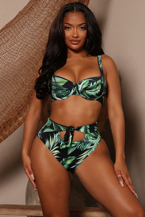 Brazil Getaway 3 Piece Bikini Set - Green/combo, Fashion Nova, Swimwear
