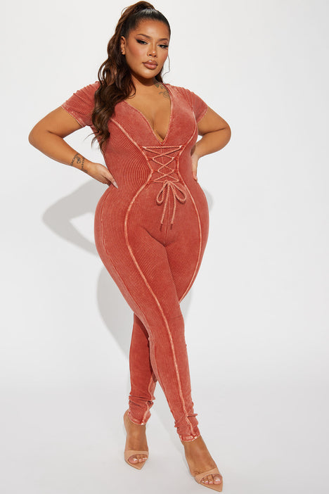 Chicago Mineral Wash Jumpsuit - Rust