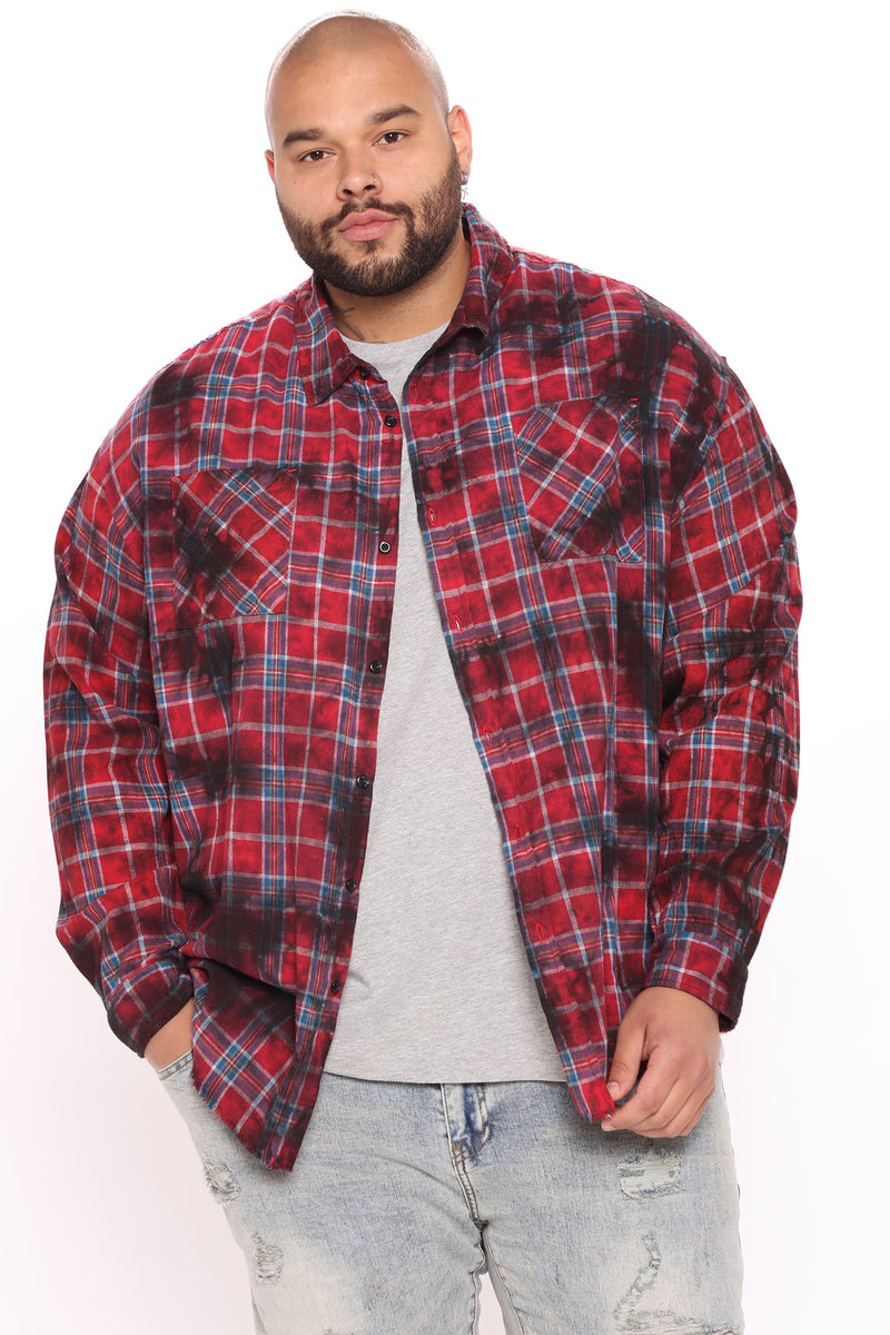 Here And Now Long Sleeve Flannel Top - Red | Fashion Nova, Mens Shirts ...
