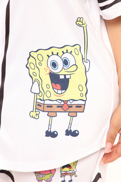 Mini Spongebob and Patrick Baseball Jersey in White Size 4/5 by Fashion Nova