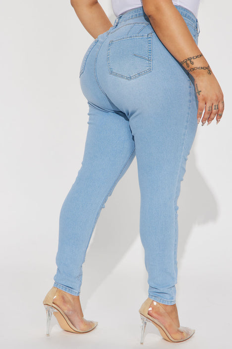 High waist Butt lifting Shaping jeans/Jeggings - Light blue- Shop
